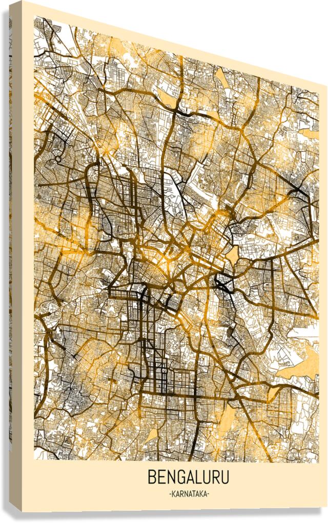 Bengaluru City Map by Point Art Wall Art