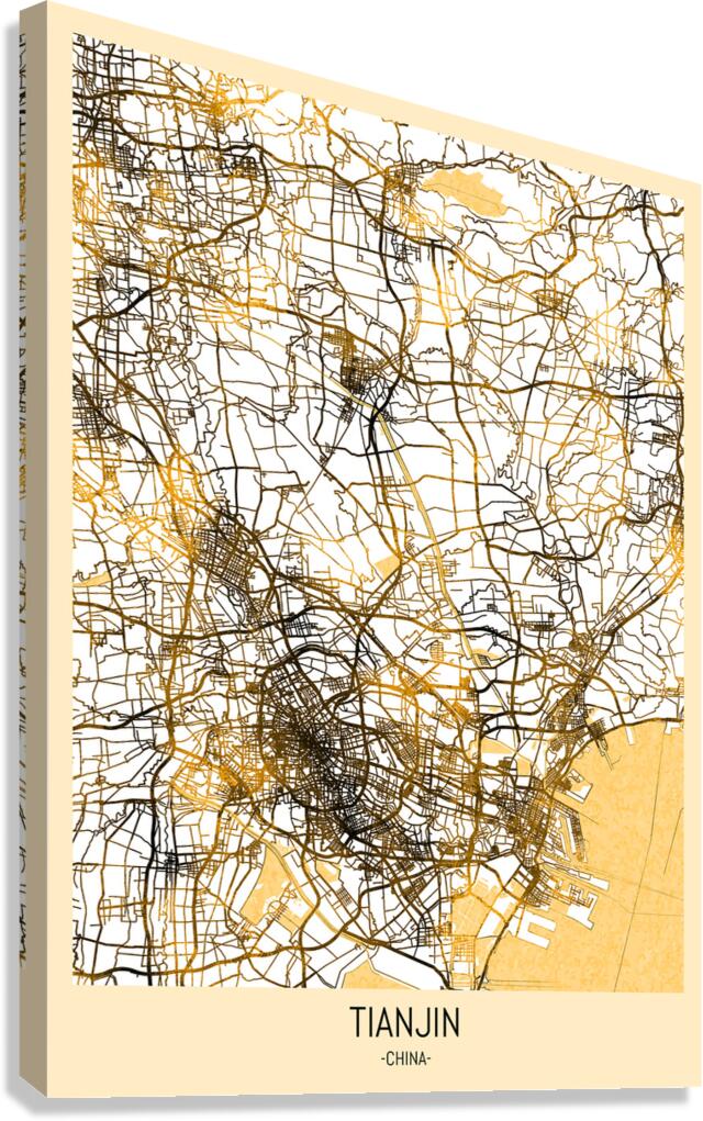 Tianjin City Map Canvas Print