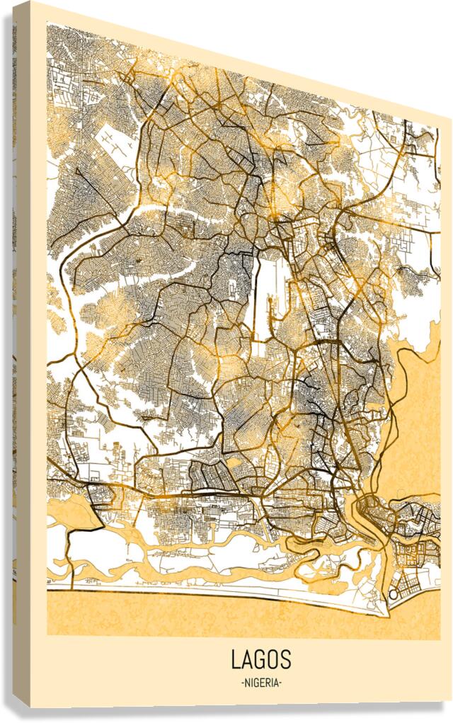 Lagos City Map Canvas Print