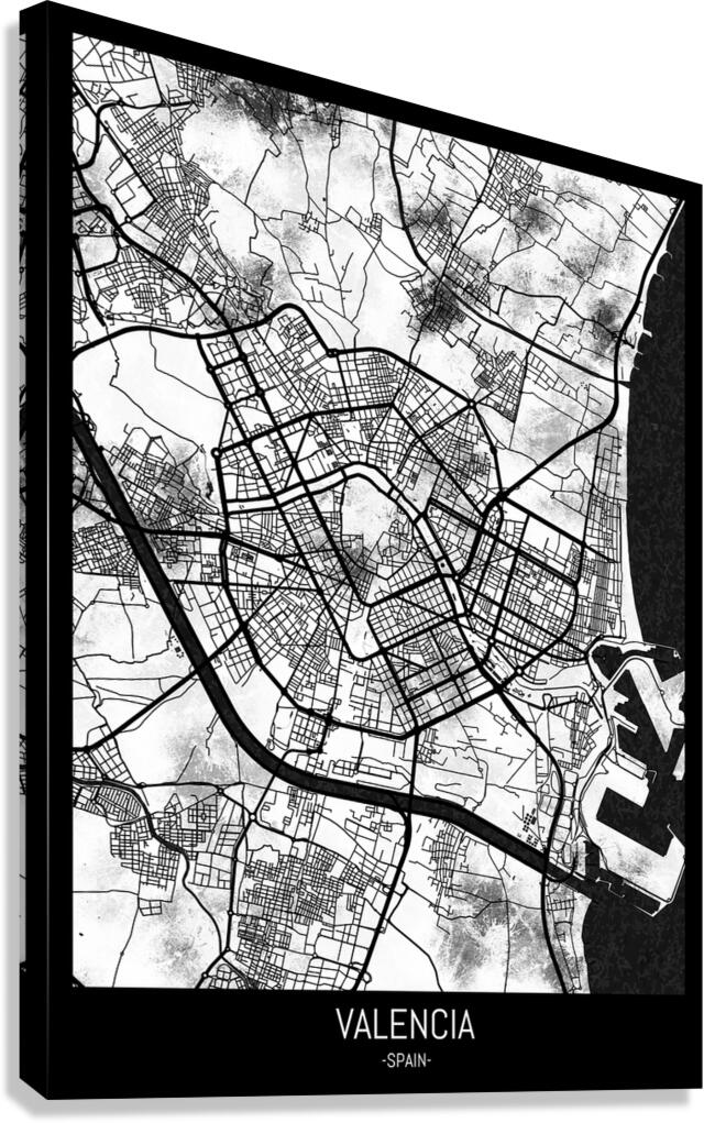 Valencia Spain Map Canvas Print