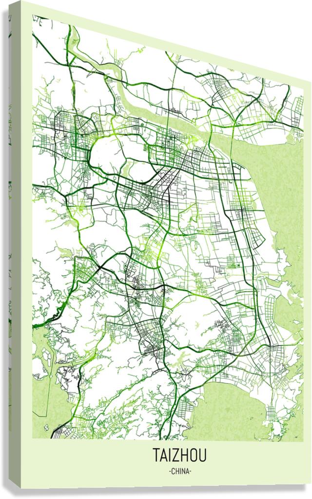Taizhou China City Map Canvas Print