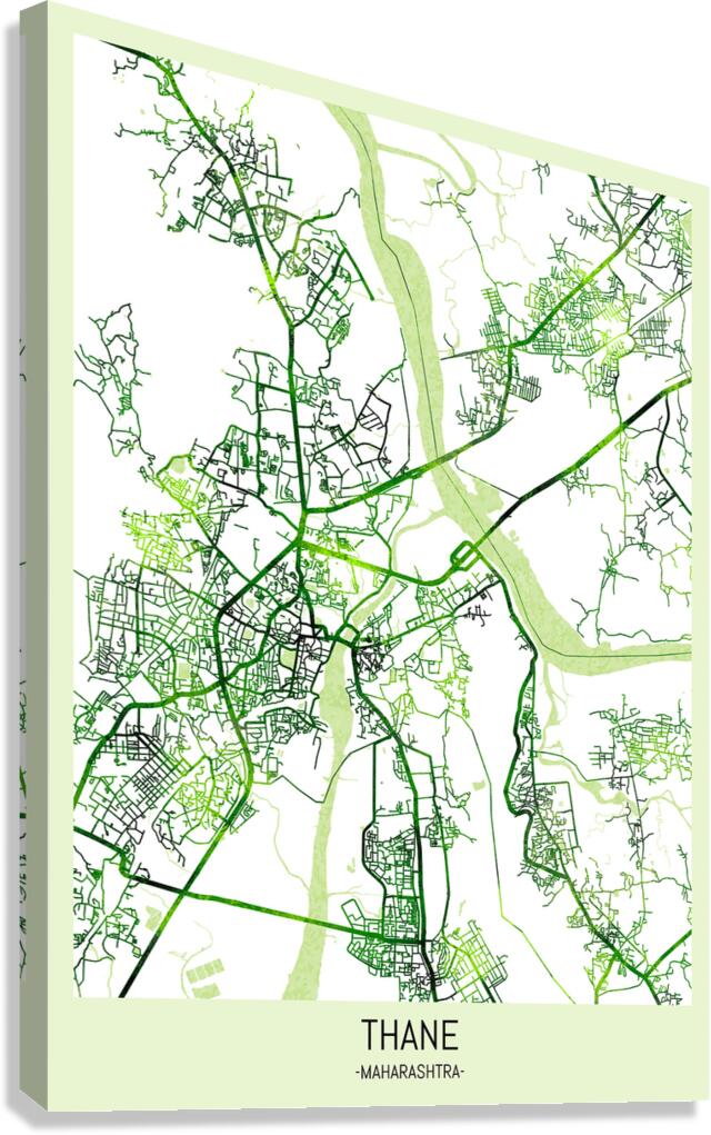 Thane Maharashtra Map Canvas Print