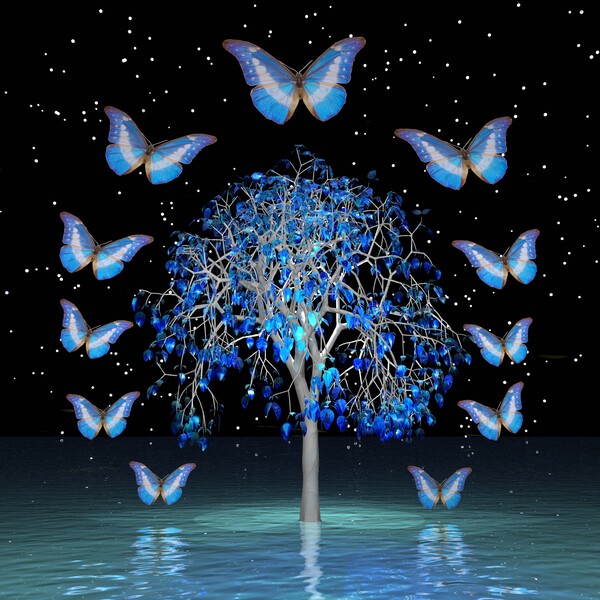 Butterfly Crystal Tree Print