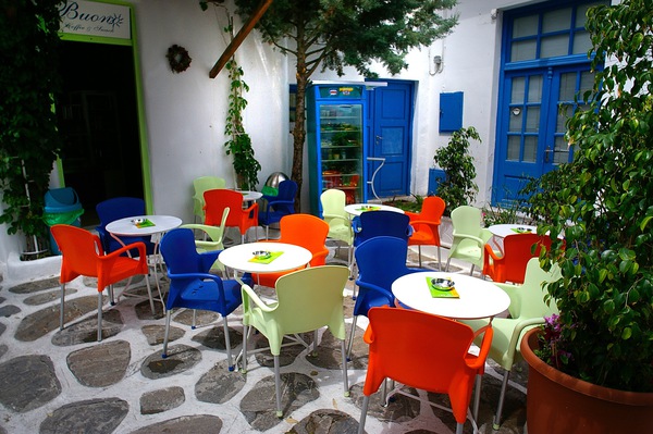 Santorini Eating 2 Print