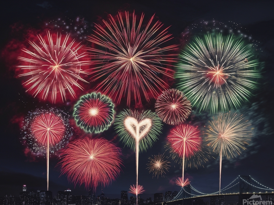 fireworks at night by Emilian Covaci Wall Art