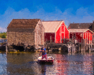 Rowers’ Peaceful Crossing — Blue Rocks Fishing Village Nova Scotia by Paul Newman Studio