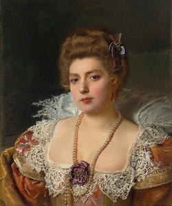 Portrait d’une femme portant des perles by Gustave Jean Jacquet [1846–1909]