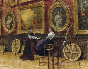 The Copyists In The Musée Du Louvre [1909] by Louis Béroud [1852–1930]