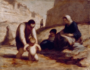 The First Bath [19th century] by Honoré Daumier [1808–1879]