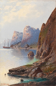 Fjordlanschaft by Karl Kaufmann [1843–1905]