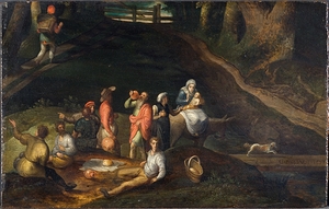 Landscape with the Holy Family [1573] by Gillis Mostaert [ca. 1534–1598]