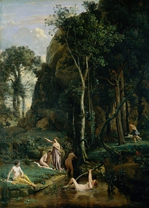 Diana and Actaeon [Diana Surprised in Her Bath] [1836] by Jean–Baptiste–Camille Corot [1796–1875]