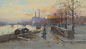 Au Quai by Eugène Galien–Laloue [1854–1941]