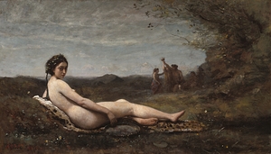 The Repose [1860 reworked c. 1865–1870] by Jean–Baptiste–Camille Corot [1796–1875]