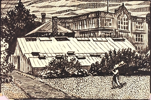 Untitled [Figure and Buildings] by Henry Lyman Saÿen [1875–1918]