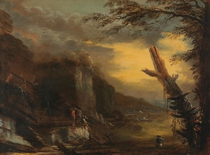 Figures Fishing in a Rocky Coastal Landscape by Salvator Rosa [1615–1673]