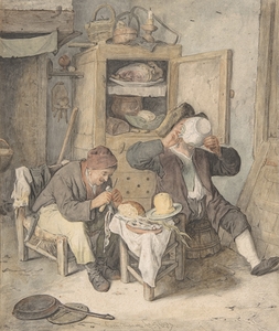 Kitchen Scene [1687] by Cornelis Dusart [1660–1704]