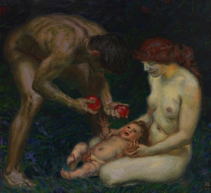 Adam und Eva [Die Familie] [1912] by Franz von Stuck [1863–1928]