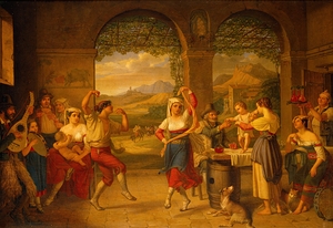 A Saltarello Being Danced In A Roman Osteria [1827] by Dietrich Wilhelm Lindau [1799–1862]