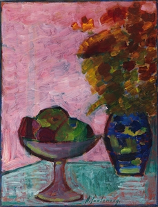 Stillleben Mit Fruchtschale Und Blumenvase [1932] by Alexej von Jawlensky [1864–1941]