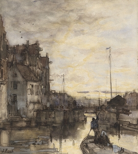 Stadsgezicht bij avond [1847–1899] by Jacob Maris [1837–1899]
