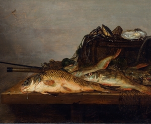 Still Life with Fish [1648] by Jan Dirven [1625–1653]