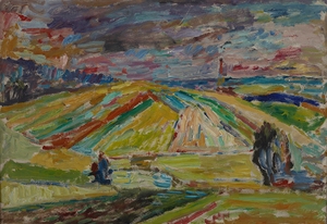 Landscape with a Patchwork of Fields [1937] by Sasza Blonder [1909–1949]