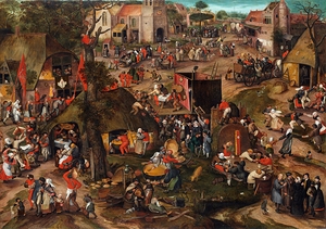 A Flemish Kermis with a Performance of the Farce ‘Een cluyte van Plaeyerwater’ [c. 1570] by Peeter Baltens [ca. 1527–before 1584]