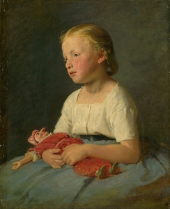 Little Girl with a Doll [1863] by Gyula Benczúr [1844–1920]