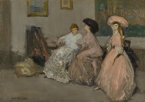 Trois élégantes dans l’atelier de l’artiste [circa 1907] by Alfredo Ramos Martínez [1871–1946]