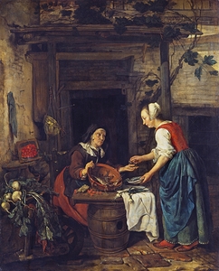 An Old Woman Selling Fish [1657–1662] by Gabriel Metsu [1629–1667]