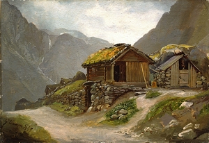 View from Gudvangen [1843] by Adolph Tidemand [1814–1876]
