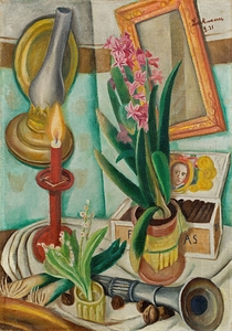 Stilleben mit brennender Kerze [1921] by Max Beckmann [1884–1950]