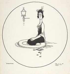 ‘And in it She Floated Home Safely’. Skinnemelink. Topsy–Turvy Tales [circa 1923] by William Heath Robinson [1872–1944]