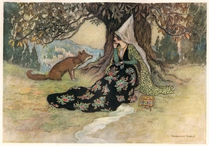 Grannonia and  the Fox [1911] by Warwick Goble [1862–1943]