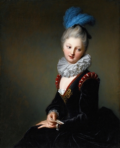 Portrait Of A Young Lady With A Letter. Thought To Be Mademoiselle Christine–Antoinette–Charlotte Desmares by Jean–Baptiste Santerre [1658–1717]