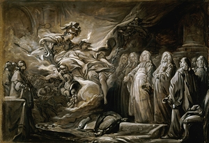 Le Prévôt des marchands et les Échevins de la Ville de Paris. Allégorie au traité de Paris [10 février 1763] [1758–1768] by Jean–Baptiste Deshays [1729–1765]