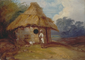 View in Southern India. With a Warrior Outside his Hut [ca. 1815] by George Chinnery [1774–1852]