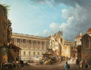 The Clearance of the Louvre Colonnade During the Demolition of the Ruins of the Hôtel du Petit Bourbon by Pierre Antoine Demachy [1723–1807]