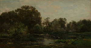 A River Landscape with Storks [1864] by Charles François Daubigny [1817–1878]