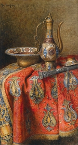 Stillleben Mit Orientalischen Antiquitäten [1907] by Max Schödl [1834–1921]