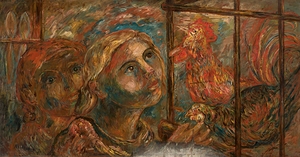 Children and roosters [1921] by Tadeusz Makowski [1882–1932]