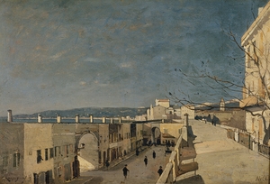 Un quai à Nice. Les Ponchettes [1887] by Henri–Joseph Harpignies [1819–1916]