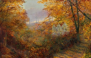 A House in a Clearing [1870] by John Atkinson Grimshaw [1836–1893]