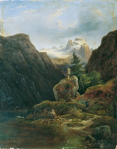 Vorderer Gosausee gegen Dachstein [1848] by Wilhelm Steinfeld [1816–1854]