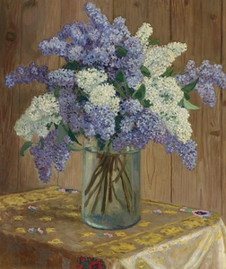 Still Life With Lilacs by Nikolai Bogdanov–Belsky [1868–1945]