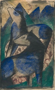 Two Blue Horses [1913] by Franz Marc [1880–1916]