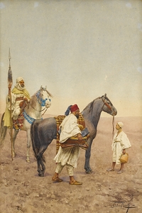 Stopping for Rest in the Desert by Giulio Rosati [1858–1917]