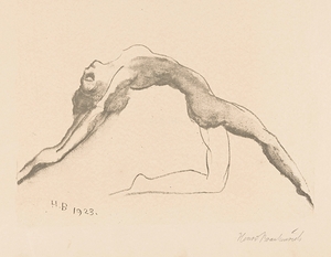 Naakte vrouw die achterover springt by Henri Braakensiek [1891–1941]