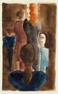 Four–colour study for ‘Women on Stairway’ [1925] by Oskar Schlemmer [1888–1943]